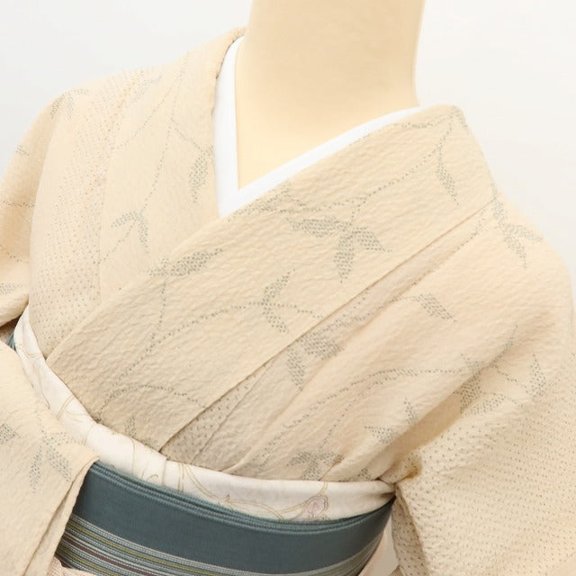 百華 Y5465 美品 夏着物 トールサイズ 正絹 手縫い仕立て 塩沢お召