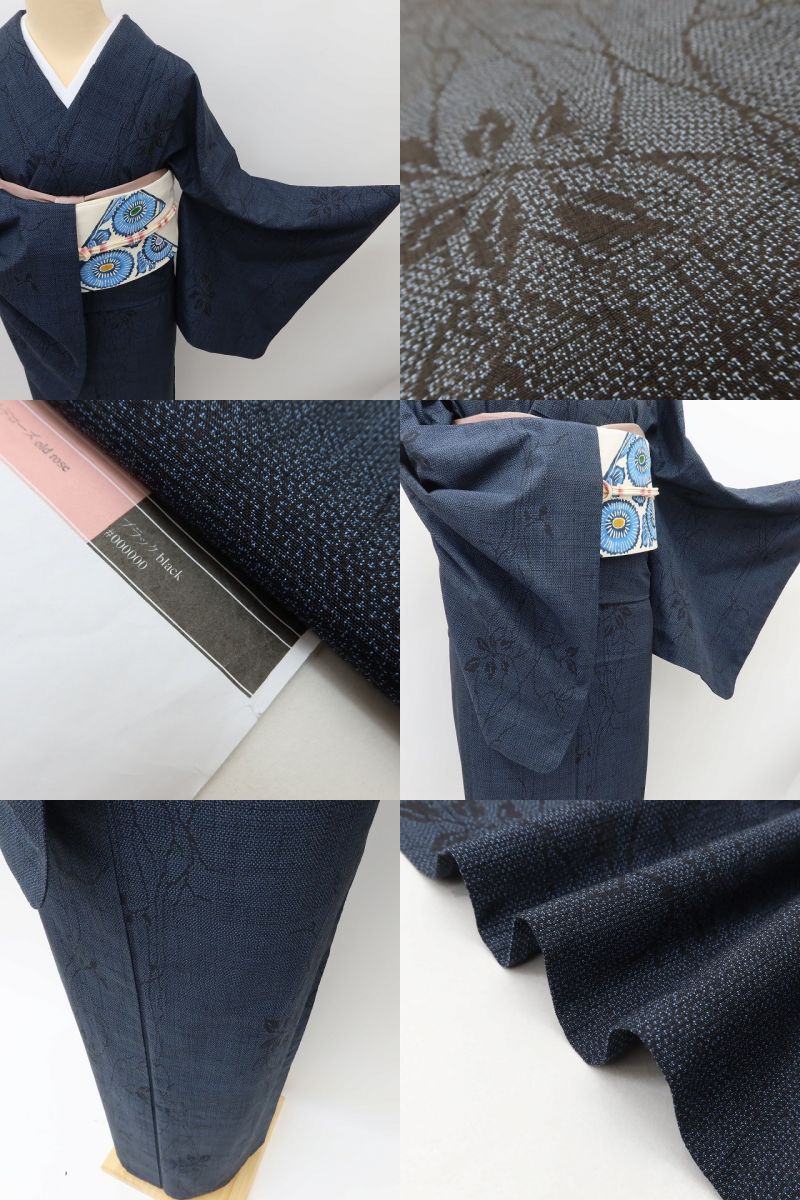 百華 Y5488 新品 仕付け糸付 夏着物 紗紬 正絹 居敷当て付 手縫い仕立て 結城紬