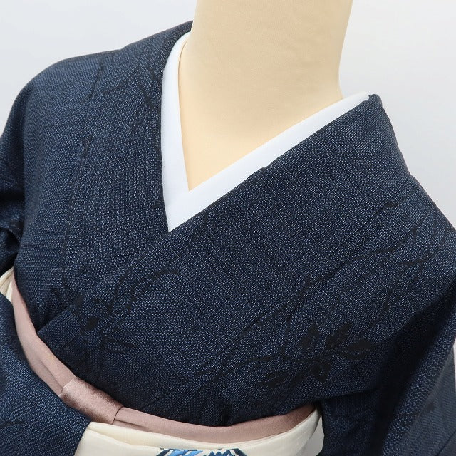 百華 Y5488 新品 仕付け糸付 夏着物 紗紬 正絹 居敷当て付 手縫い仕立て 結城紬