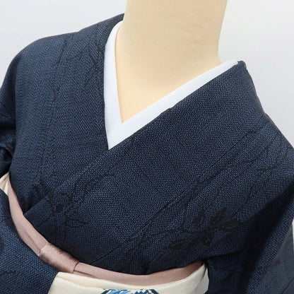 百華 Y5488 新品 仕付け糸付 夏着物 紗紬 正絹 居敷当て付 手縫い仕立て 結城紬