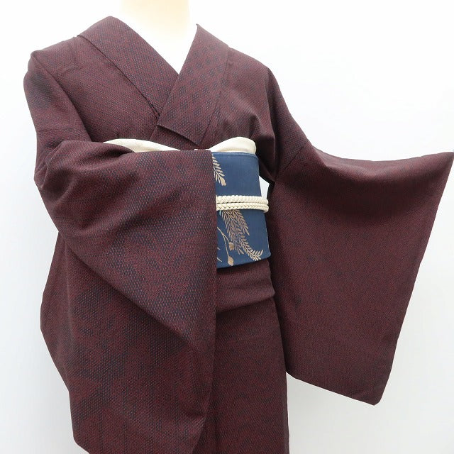 百華 Y5585 美品 着物 単衣 正絹 手縫い仕立て お召　