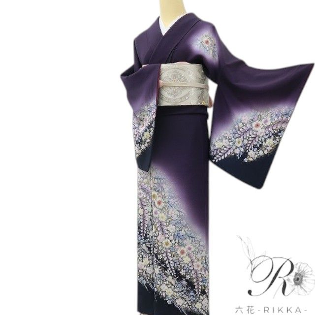 六花-RIKKA- 美品 正絹 やまと誂製 絞り 辻が花 月へと跳ねる兎を照らす、幻の花灯り☆ 訪問着 着物 A6053
