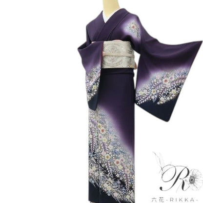 六花-RIKKA- 美品 正絹 やまと誂製 絞り 辻が花 月へと跳ねる兎を照らす、幻の花灯り☆ 訪問着 着物 A6053