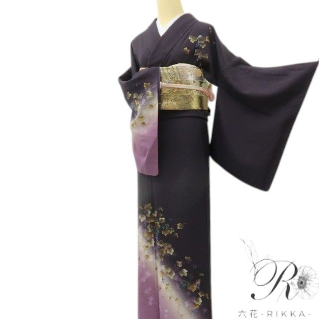 六花-RIKKA- 美品未着用 正絹 さが美謹製 大人レーズンに、蔦葡萄☆ 訪問着 着物 A6107