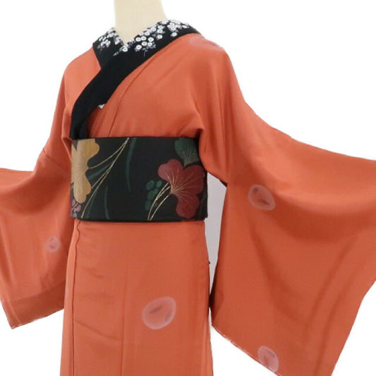【中古】tomihisa 美品 兎 刺繍衿付 着物 正絹 長襦袢 3303