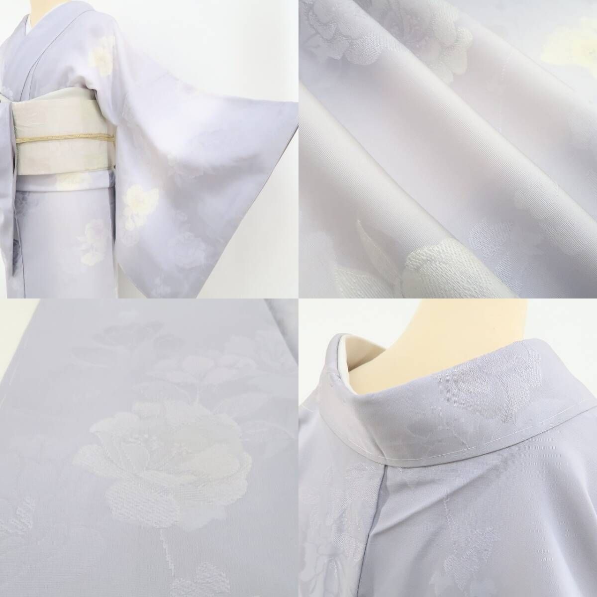 【新古品】tomihisa 新品 牡丹 縦暈し 着物 正絹 仕付け糸付 トールサイズ 小紋 4407