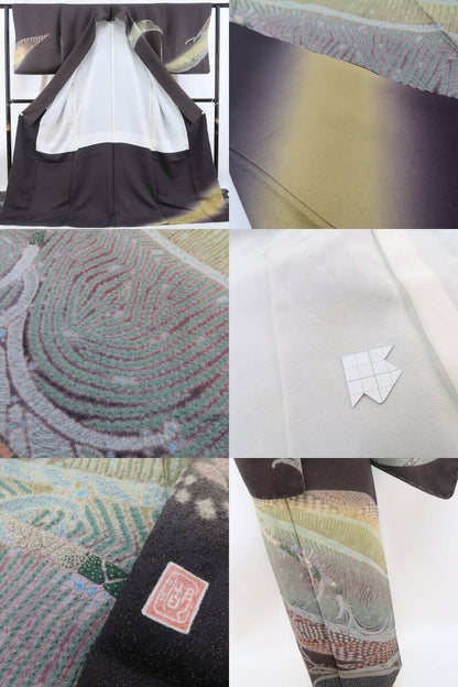 【新古品】tomihisa 新品 滝泰謹製 おぼろ染 相良刺繍 金通し 落款 着物 正絹 仕付け糸付 訪問着 4415