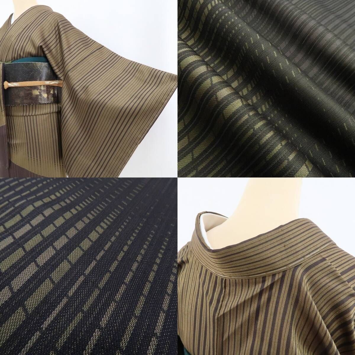 【新古品】tomihisa 新品 縦縞 着物 正絹　仕付け糸付 お召訪問着 4471