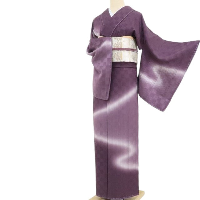 【新古品】tomihisa 新品 やまと誂製 市松 着物 正絹 仕付け糸付 付下げ 4495