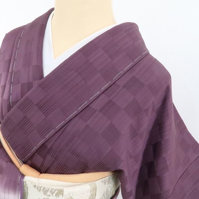【新古品】tomihisa 新品 やまと誂製 市松 着物 正絹 仕付け糸付 付下げ 4495
