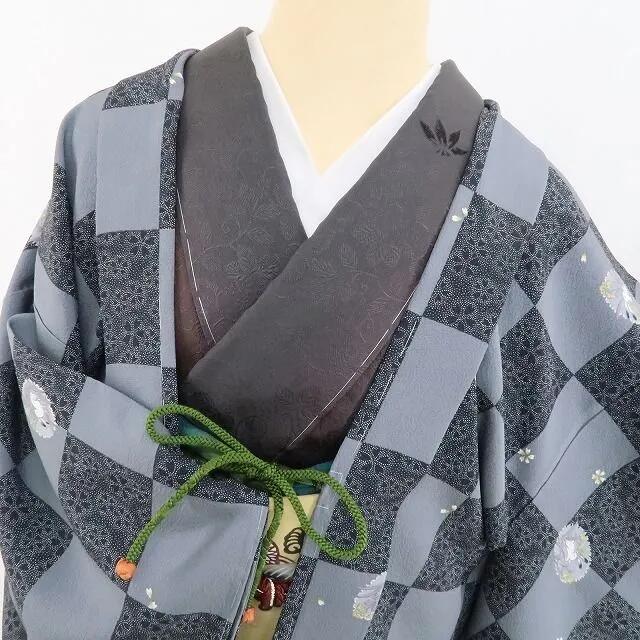 【新古品】tomihisa 新品 兎 市松 着物 正絹 紐付　仕付け糸付 ロング丈 長羽織 4521