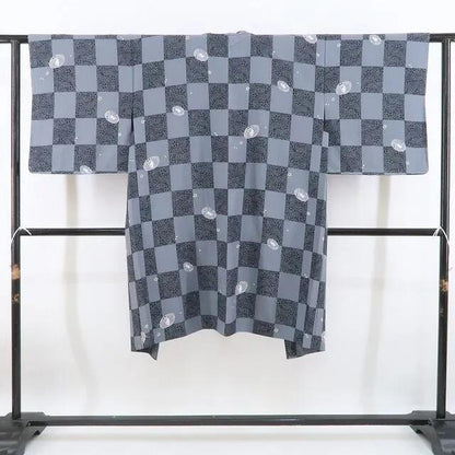 【新古品】tomihisa 新品 兎 市松 着物 正絹 紐付　仕付け糸付 ロング丈 長羽織 4521