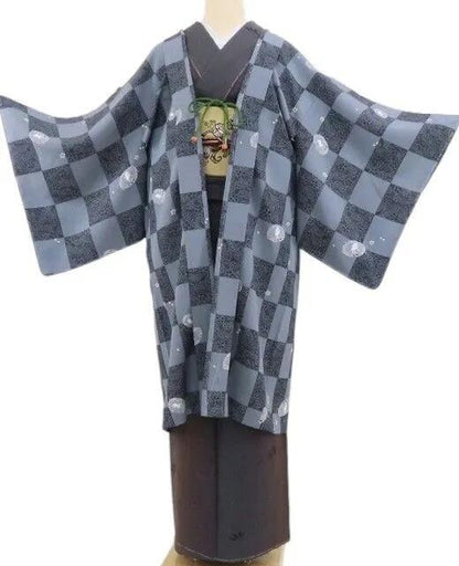【新古品】tomihisa 新品 兎 市松 着物 正絹 紐付　仕付け糸付 ロング丈 長羽織 4521