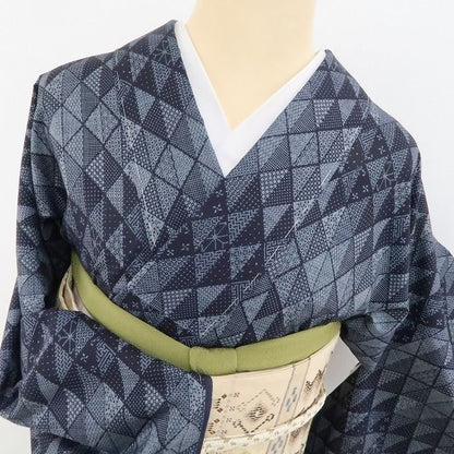 【新古品】tomihisa 新品 久野織物謹製 ますいわ屋扱い カタス式 ９マルキ 証紙付 仕付け糸付 藍染 本場大島紬 4548