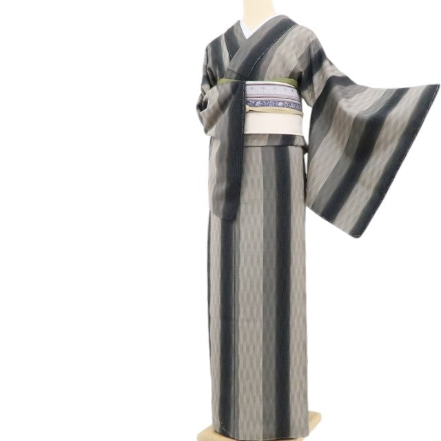 【新古品】tomihisa 新品 伝統工芸士 白川貞夫 落款 本しぼ柿渋染 着物 正絹 仕付け付 塩沢お召 4551