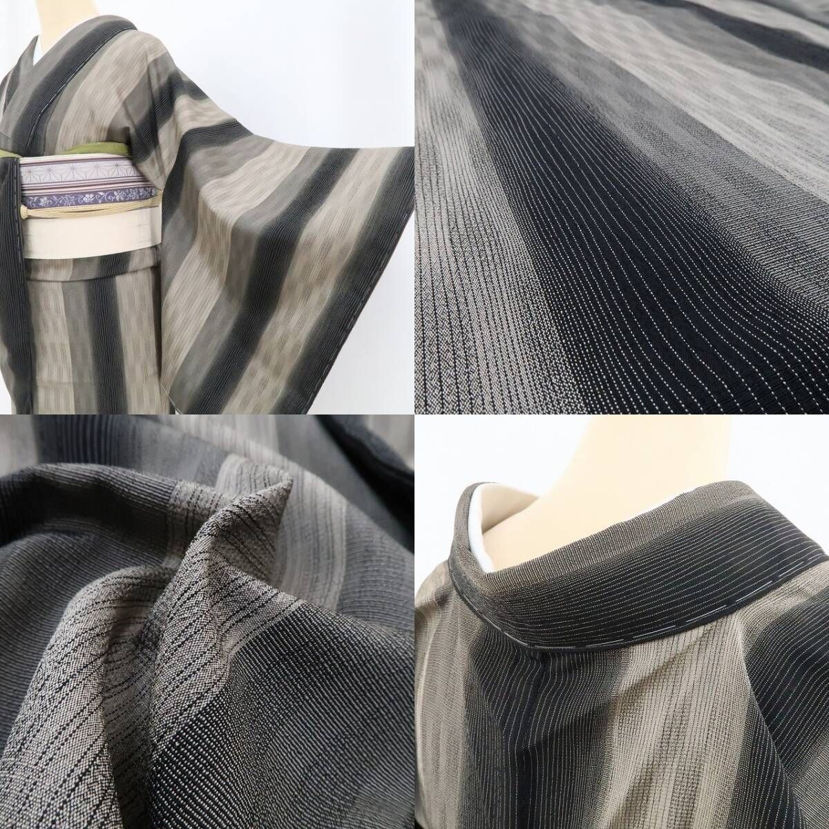 【新古品】tomihisa 新品 伝統工芸士 白川貞夫 落款 本しぼ柿渋染 着物 正絹 仕付け付 塩沢お召 4551