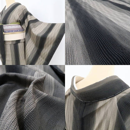 【新古品】tomihisa 新品 伝統工芸士 白川貞夫 落款 本しぼ柿渋染 着物 正絹 仕付け付 塩沢お召 4551