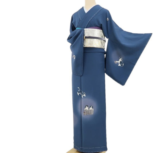 【新古品】tomihisa 新品 ビーグル 子犬 着物 正絹 仕付け糸付 付下げ 4697