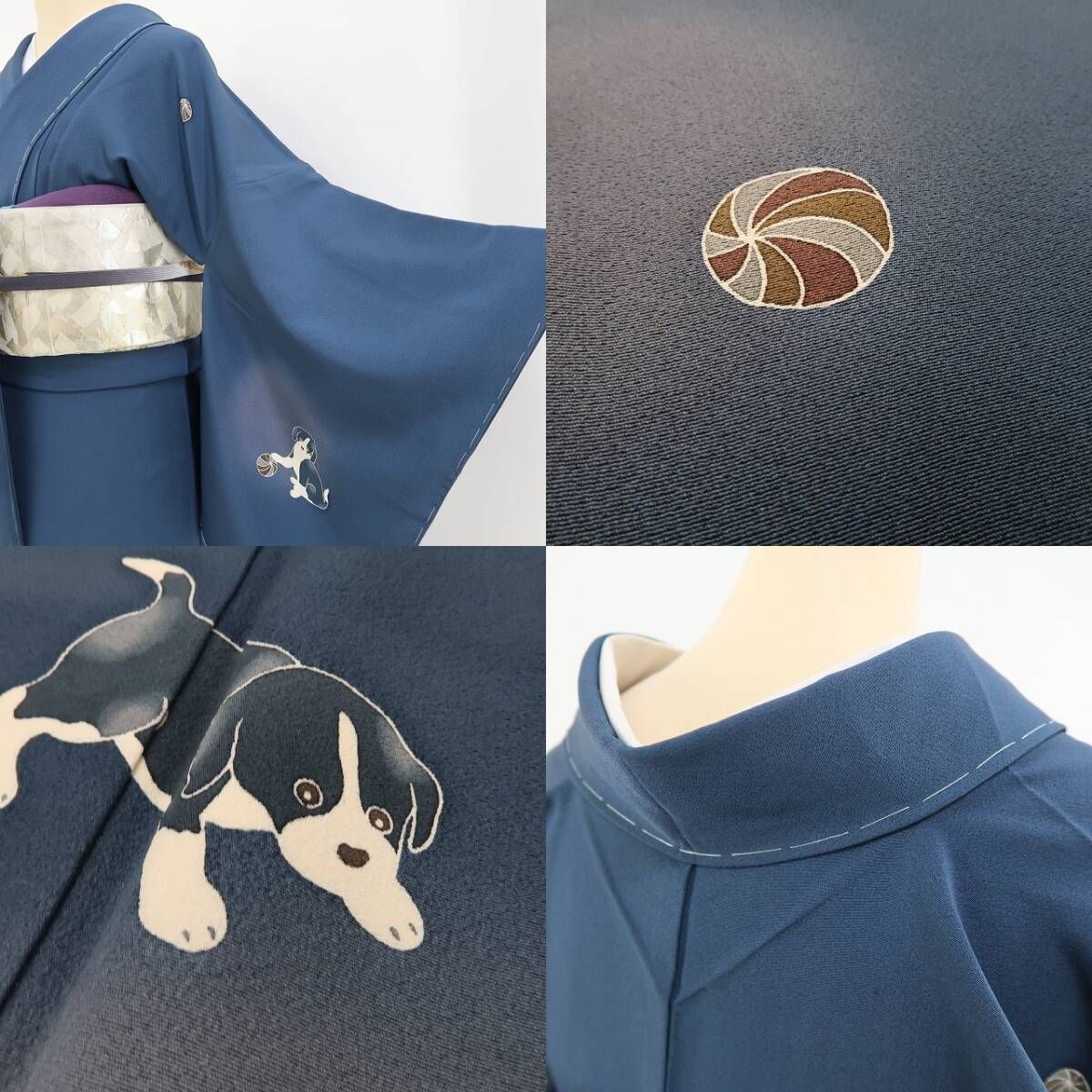 【新古品】tomihisa 新品 ビーグル 子犬 着物 正絹 仕付け糸付 付下げ 4697