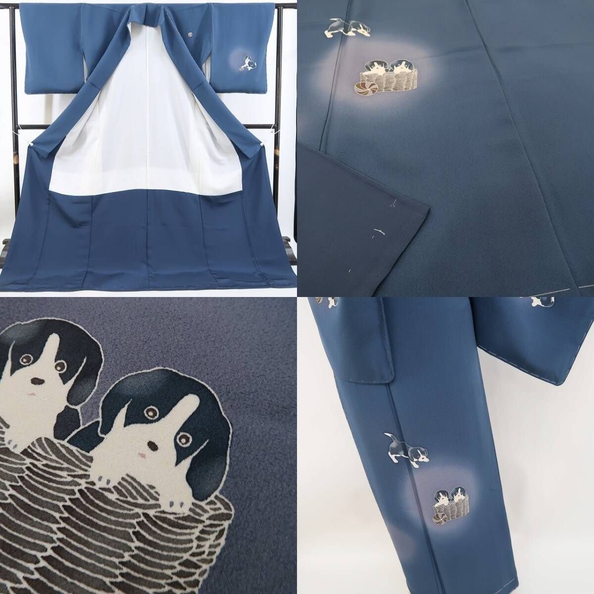 【新古品】tomihisa 新品 ビーグル 子犬 着物 正絹 仕付け糸付 付下げ 4697