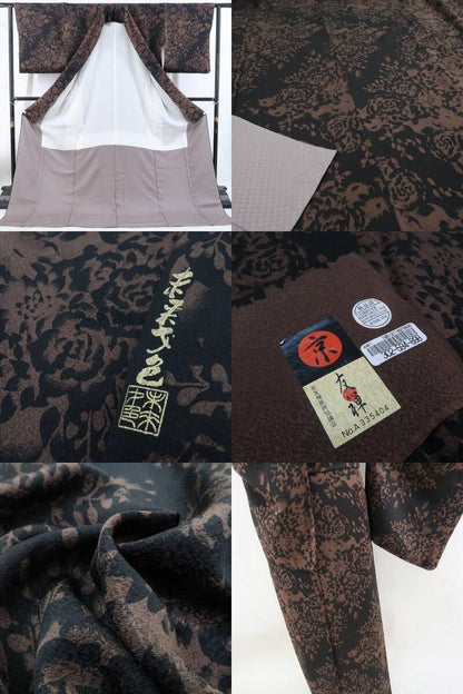 【新古品】tomihisa 新品 京友禅 未来才色 落款 薔薇 着物 正絹 仕付け糸付小紋 4735