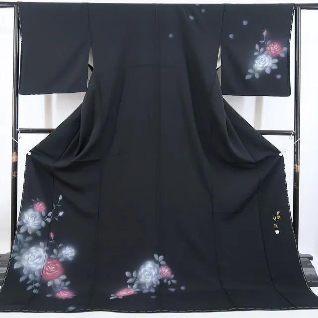 【中古】tomihisa 美品 濡れ描き友禅作家 高橋峰陵 落款 着物 正絹 仕付け糸付 トールサイズ 訪問着 4781