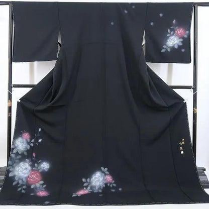 【中古】tomihisa 美品 濡れ描き友禅作家 高橋峰陵 落款 着物 正絹 仕付け糸付 トールサイズ 訪問着 4781