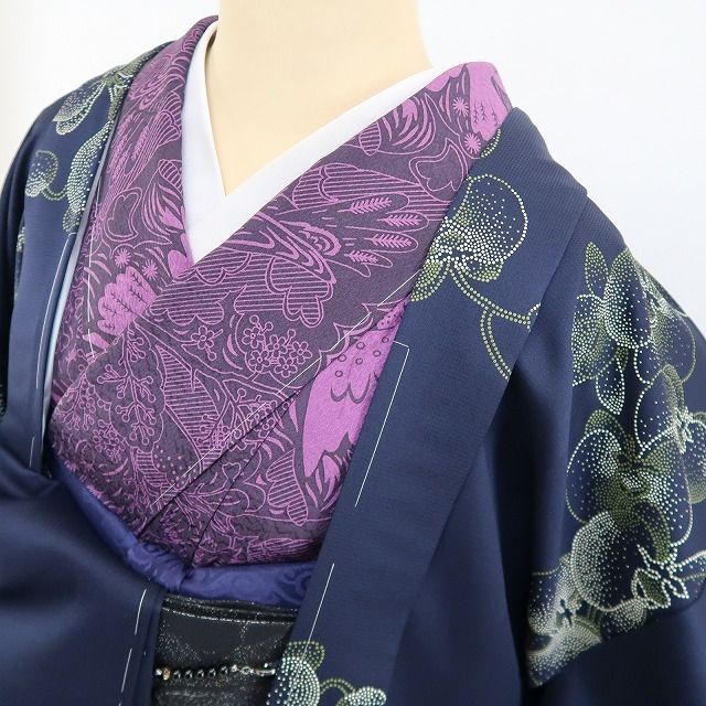 【新品】tomihisa 新品 印伝 胡蝶蘭 鳥獣戯画 お仕立て上がり品 着物 正絹 ロング丈 仕付け糸付 長羽織 4824