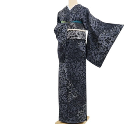 【新古品】tomihisa 新品 更紗 着物 正絹 仕付け糸付 小紋 4849