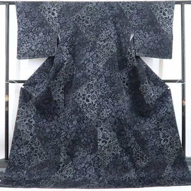 【新古品】tomihisa 新品 更紗 着物 正絹 仕付け糸付 小紋 4849