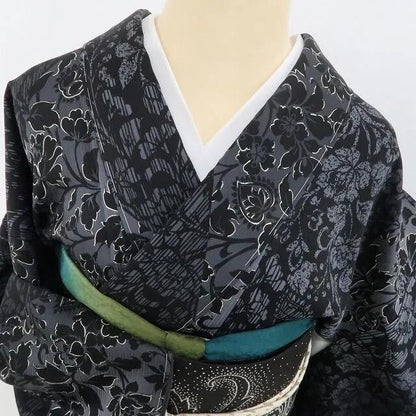 【新古品】tomihisa 新品 更紗 着物 正絹 仕付け糸付 小紋 4849
