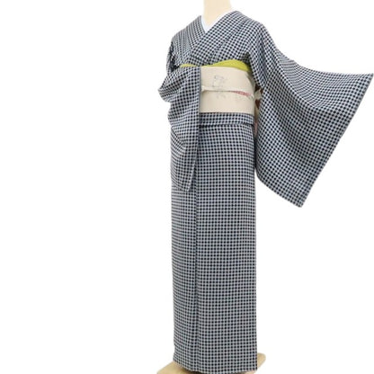 【新古品】tomihisa 新品 斉藤三才 落款 ダイヤ柄 着物 正絹 仕付け糸付 小紋 4852