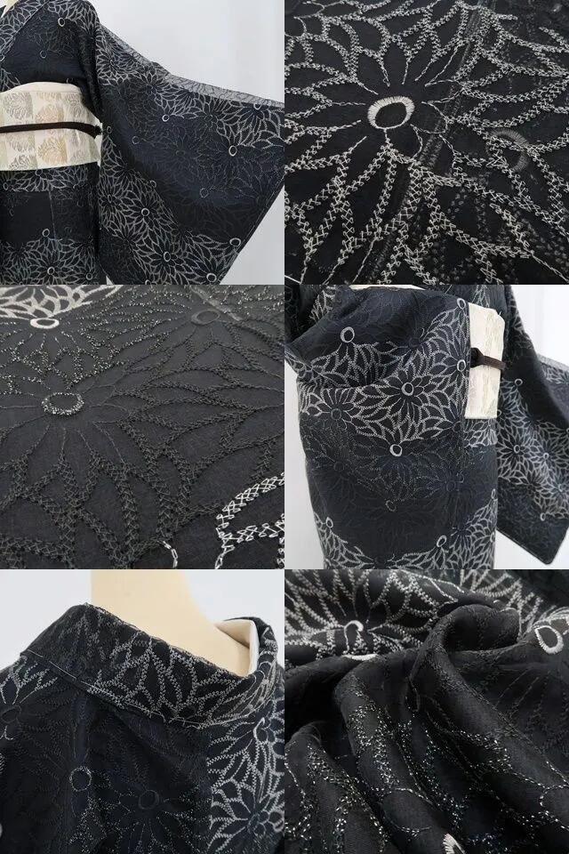 【新古品】tomihisa 新品 オーガンジー 菊 着物 正絹 仕付け糸付 お召 4877