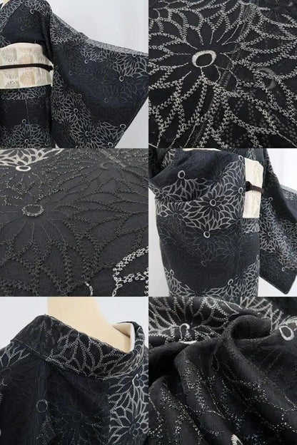 【新古品】tomihisa 新品 オーガンジー 菊 着物 正絹 仕付け糸付 お召 4877