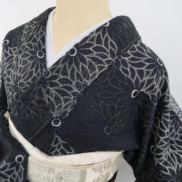 【新古品】tomihisa 新品 オーガンジー 菊 着物 正絹 仕付け糸付 お召 4877