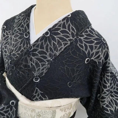 【新古品】tomihisa 新品 オーガンジー 菊 着物 正絹 仕付け糸付 お召 4877