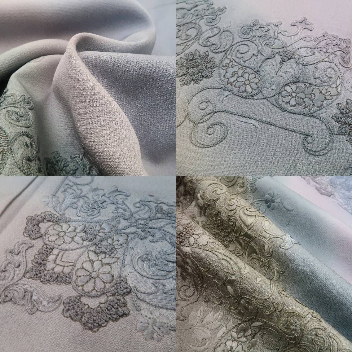 【中古】tomihisa 美品 フランス刺繍 暈し 着物 正絹 仕付け糸付 訪問着 4894