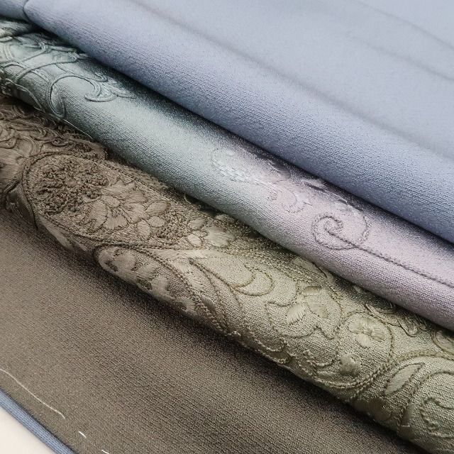 【中古】tomihisa 美品 フランス刺繍 暈し 着物 正絹 仕付け糸付 訪問着 4894