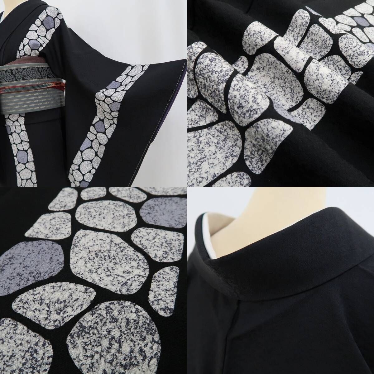 【新古品】tomihisa 新品 石畳 縦縞 着物 正絹 仕付け糸付 付下げ 4897