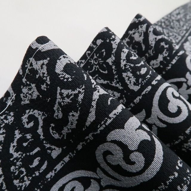 【中古】tomihisa 美品 葡萄更紗 モノトーン 着物 正絹 仕付け糸付 小紋 4926
