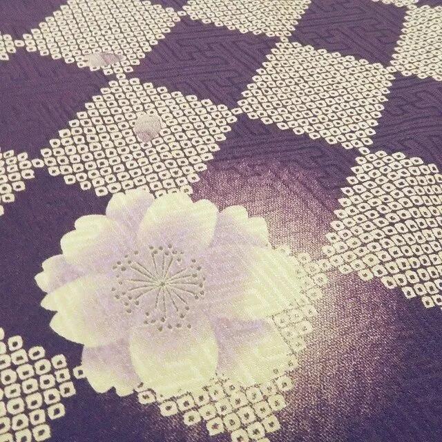 【新古品】tomihisa 新品 桜 市松 トランプ柄 紐付 着物 正絹 仕付け糸付 ロング丈 長羽織 4947