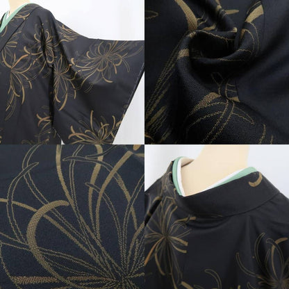 【新古品】tomihisa 新品 乱菊 麻の葉 着物 正絹 仕付け糸付 ロング丈 道中着 4949