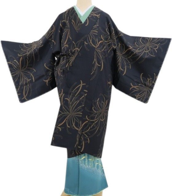 【新古品】tomihisa 新品 乱菊 麻の葉 着物 正絹 仕付け糸付 ロング丈 道中着 4949