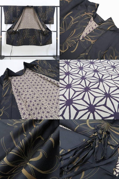 【新古品】tomihisa 新品 乱菊 麻の葉 着物 正絹 仕付け糸付 ロング丈 道中着 4949