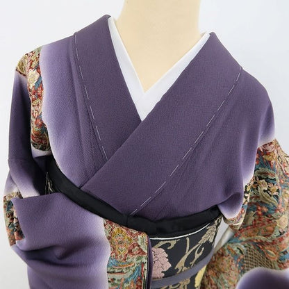 【新古品】tomihisa 新品 更紗 刺繍 落款 賢三 着物　正絹 仕付け糸付 小紋 4982