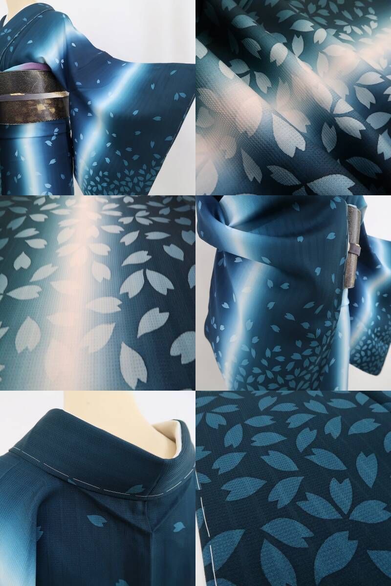 【新古品】tomihisa 新品 桜 縦暈し 着物 正絹 仕付け糸付 付下げ 5014