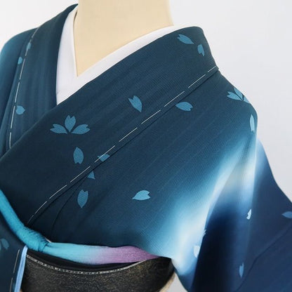 【新古品】tomihisa 新品 桜 縦暈し 着物 正絹 仕付け糸付 付下げ 5014