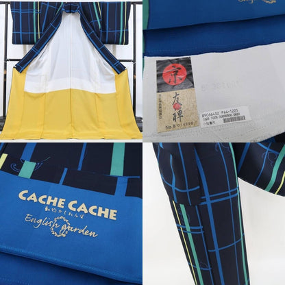 【新古品】tomihisa 新品 CACHECACHE 京友禅 猫 動物かくれんぼ 着物 正絹 仕付け糸付 小紋 5044
