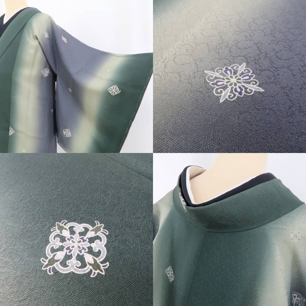 【新古品】tomihisa 新品 華文 縦暈し 着物 正絹 ロング丈 仕付け糸付 道中着 5074