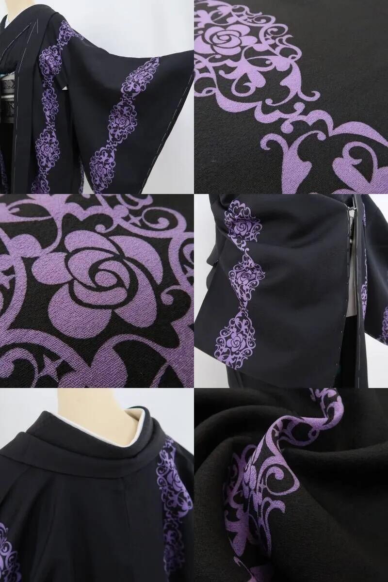 【新古品】tomihisa 新品 薔薇 アイアン調 着物 正絹 ロング丈 仕付け糸付 長羽織 5160